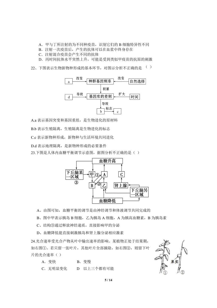 上海市徐汇区2013届高三生物二模试卷（含答案）_第5页