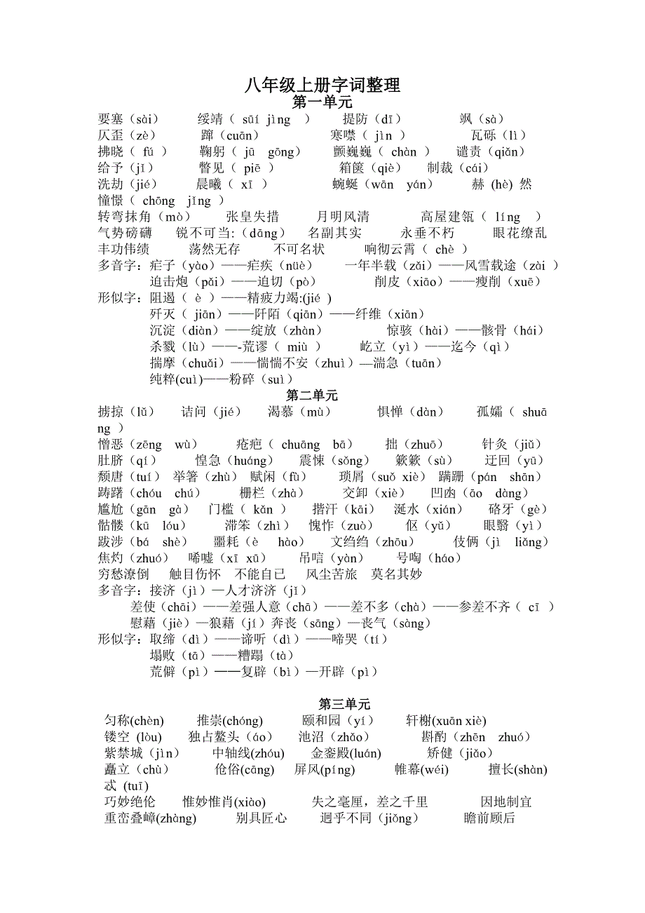 八年级语文字词常识名著知识整合_第1页