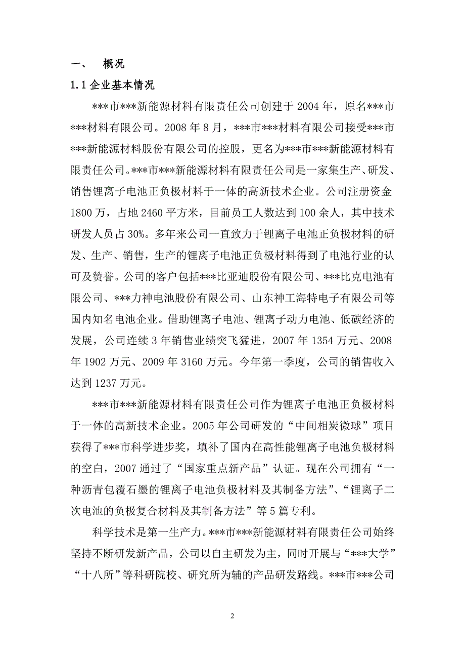 某公司锂离子电池负极材料技改扩能项目可行性研究报告_第2页