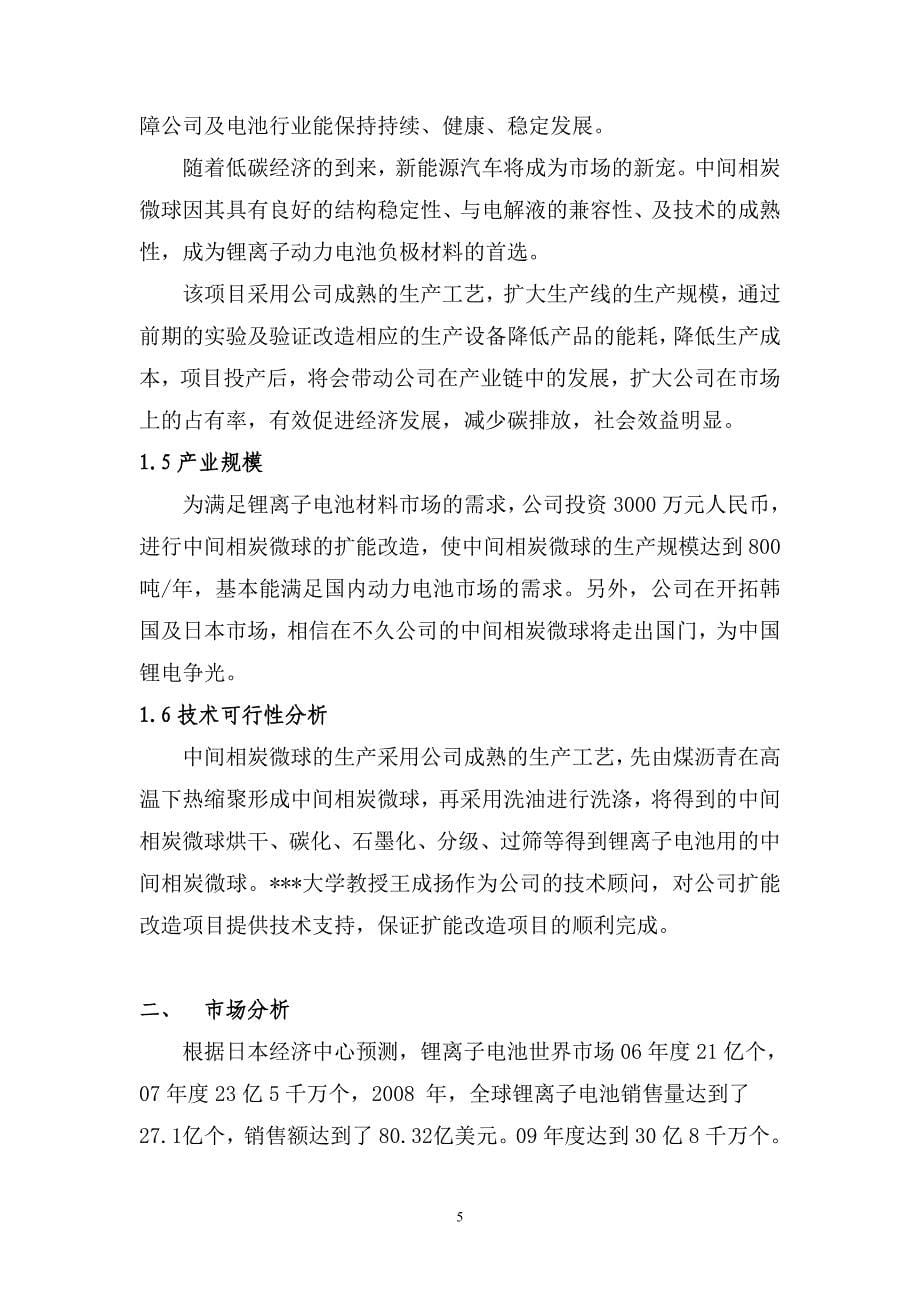 某公司锂离子电池负极材料技改扩能项目可行性研究报告_第5页