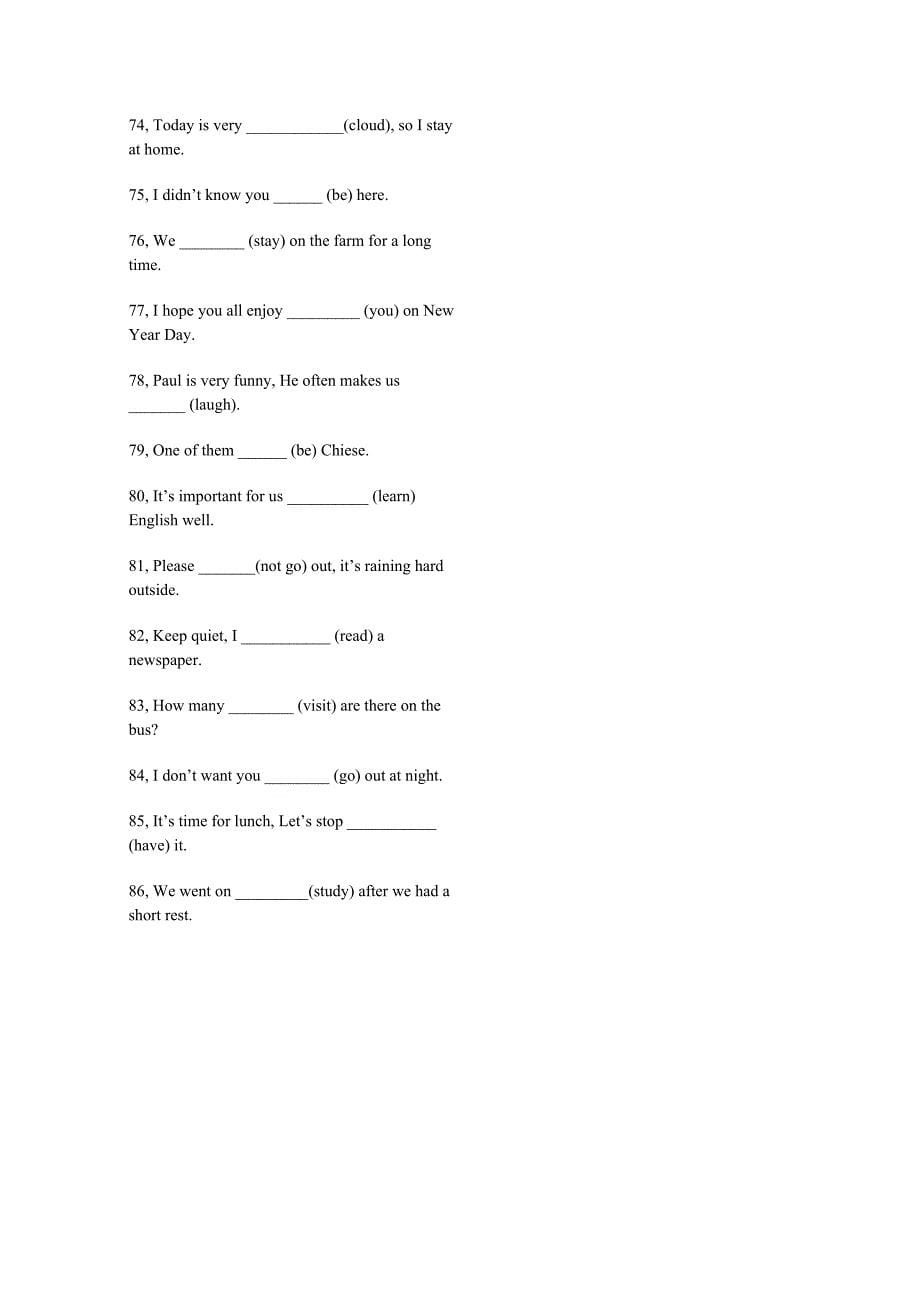 八年级英语专项练习题 用所给词的正确形式填空_第5页