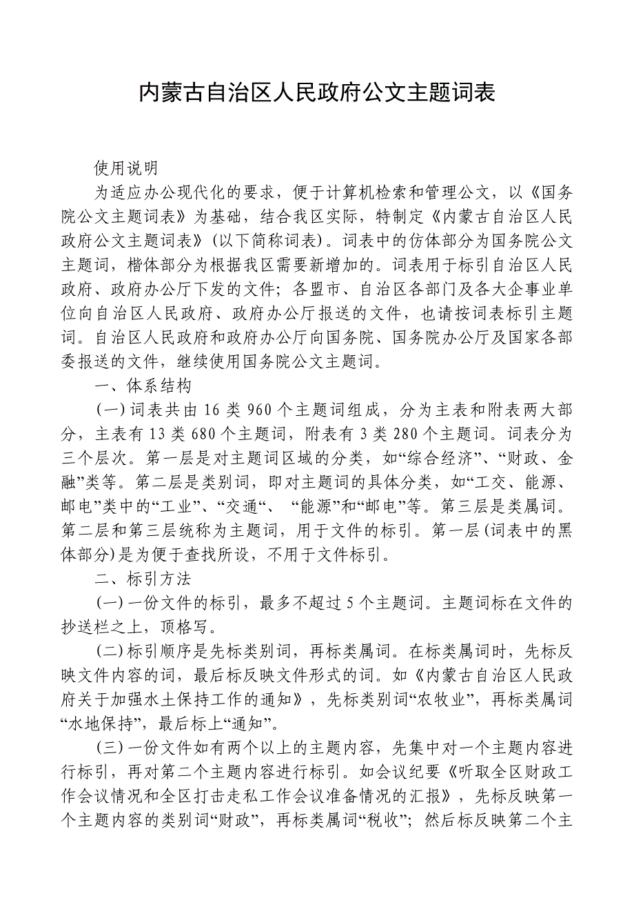 内蒙古政府公文主题词表_第1页