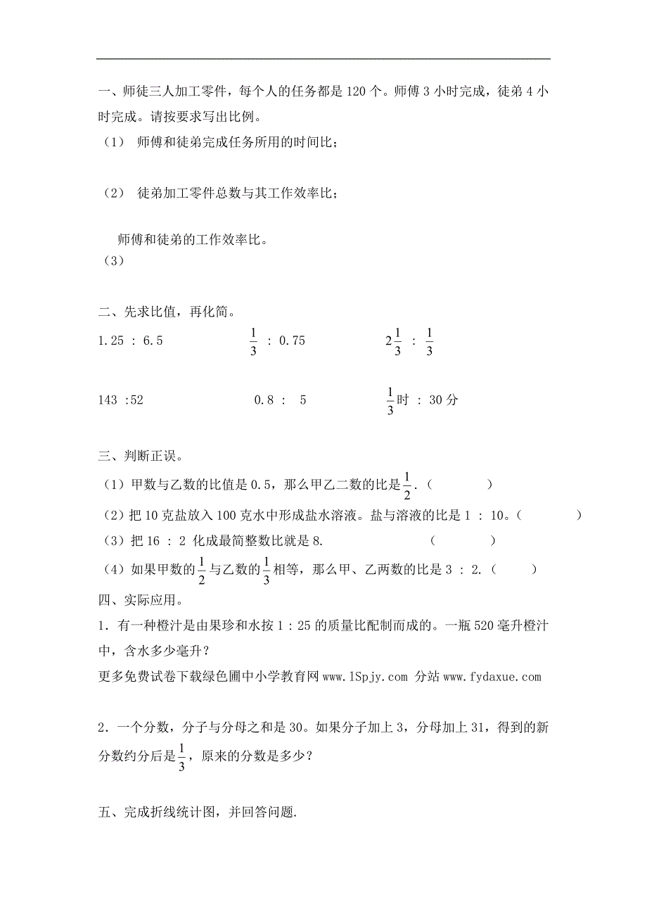 北师大版六年级上册期末整理与复习试卷_第2页