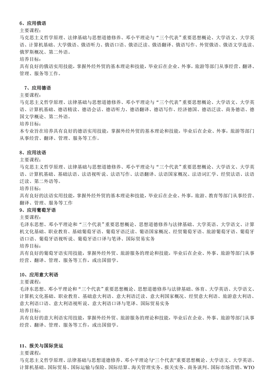 2011年学院30个专业（课程设置和培养目标）_第2页