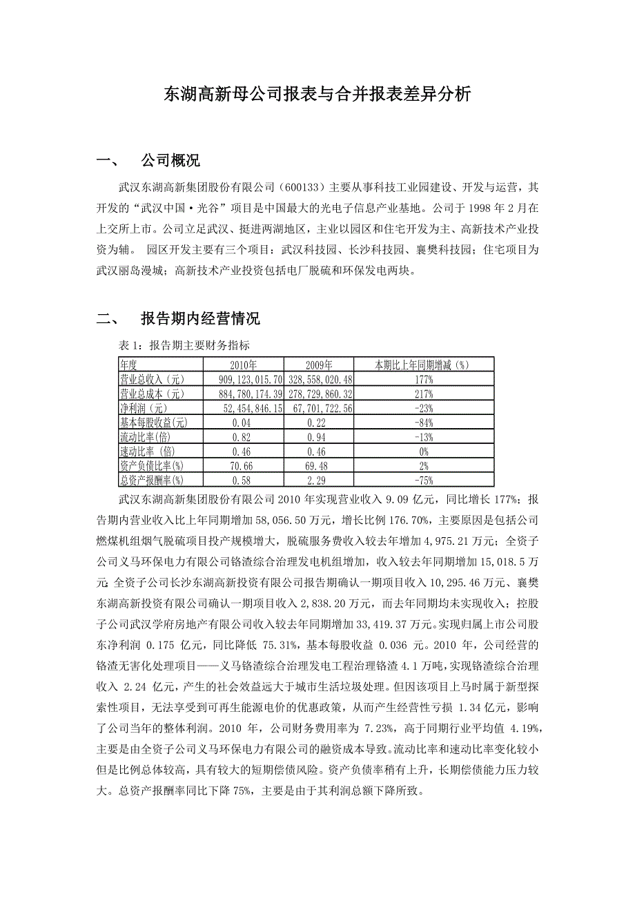 母公司报表与合并报表差异分析_第1页