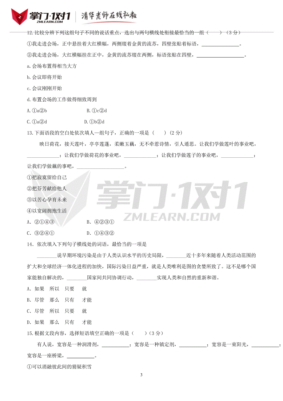 中考语文专项集训6语言的运用与创新-掌门1对1_第3页