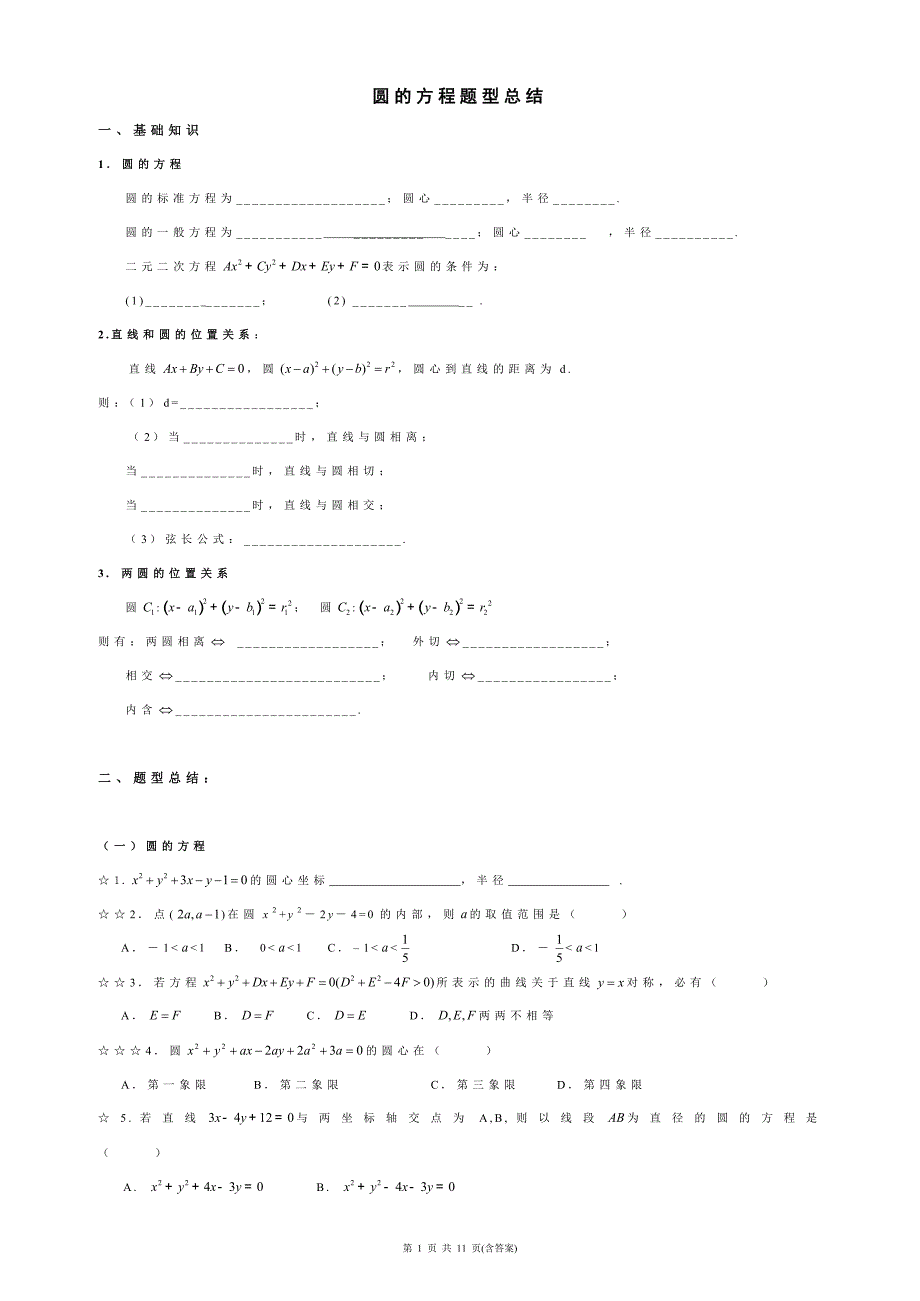 圆的方程题型总结_第1页