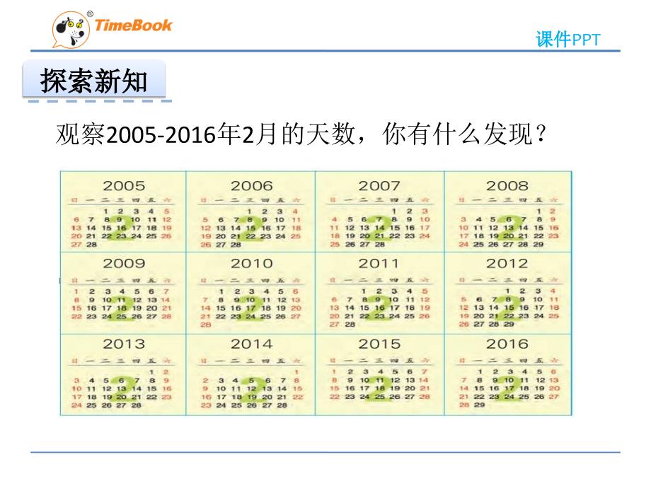 2016年苏教版数学三年级下册：5.2《认识平年和闰年》ppt课件_第4页