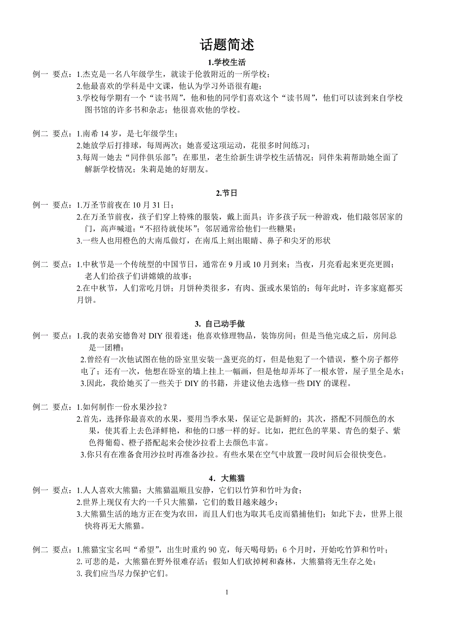 2014江苏省口语测试话题简述中文版_第1页