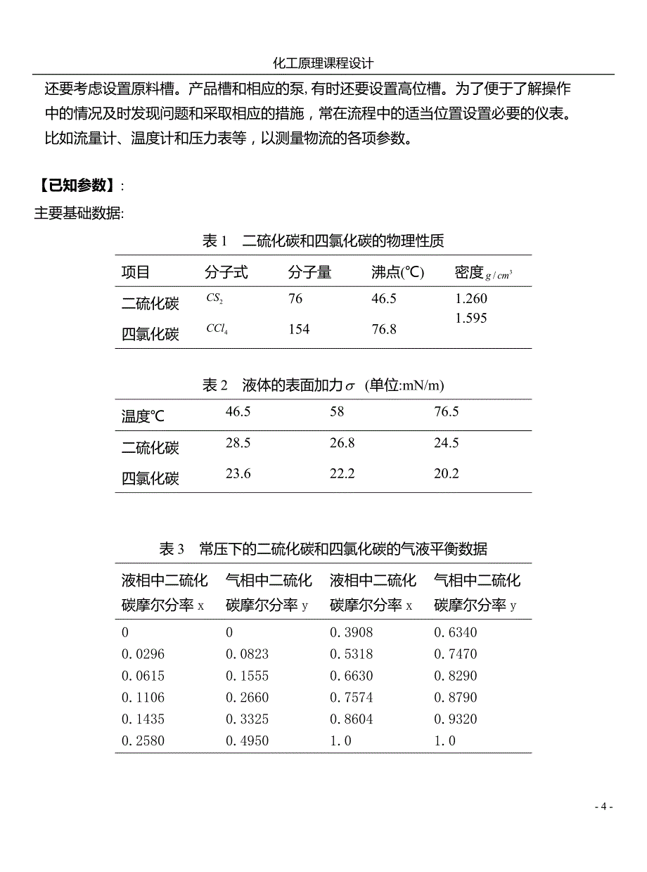 处理量为250ta的二硫化碳和四氯化碳精馏塔工艺设计_第4页