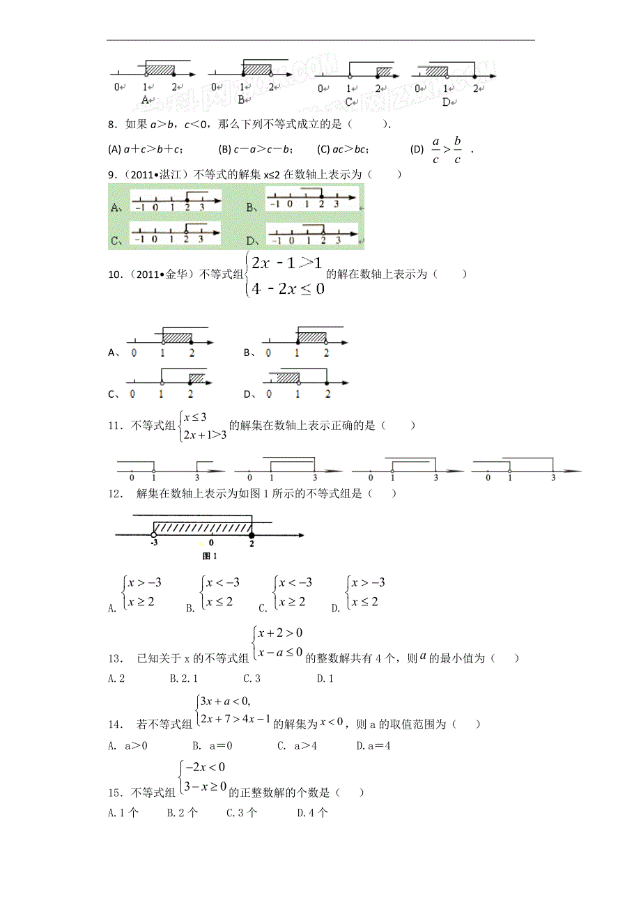 初中数学一元一次不等式专项练习_第2页