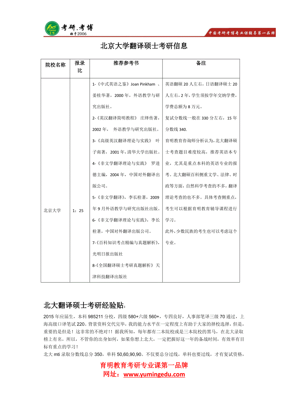 2017年北京大学翻译硕士考研参考书,考研真题_第1页