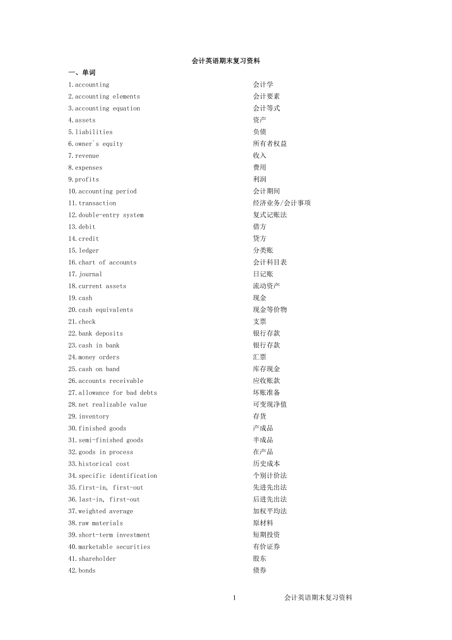 会计英语复习资料_第1页