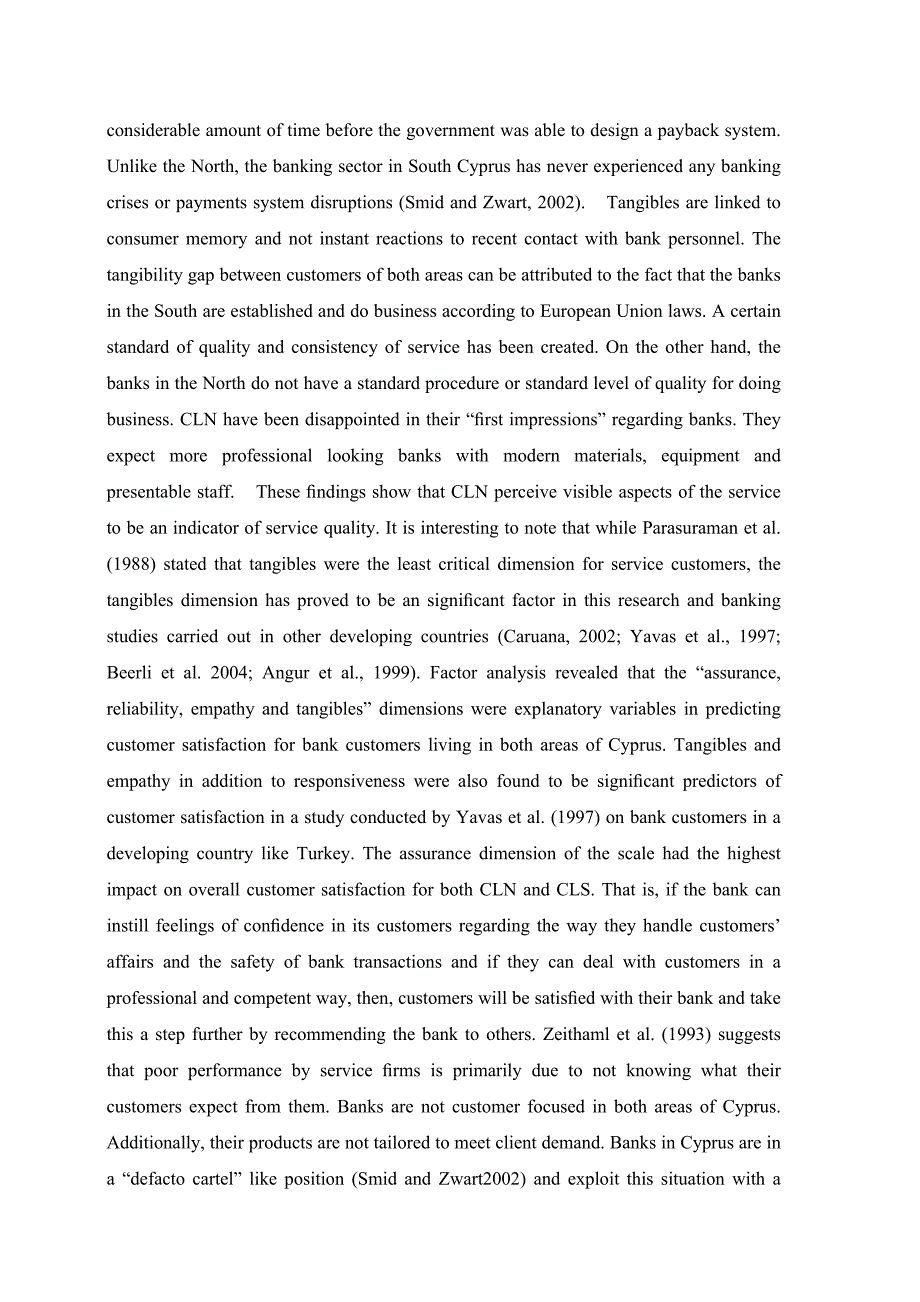 土耳其塞浦路斯和希腊语地区的银行业的服务质量比较[外文翻译]_第4页