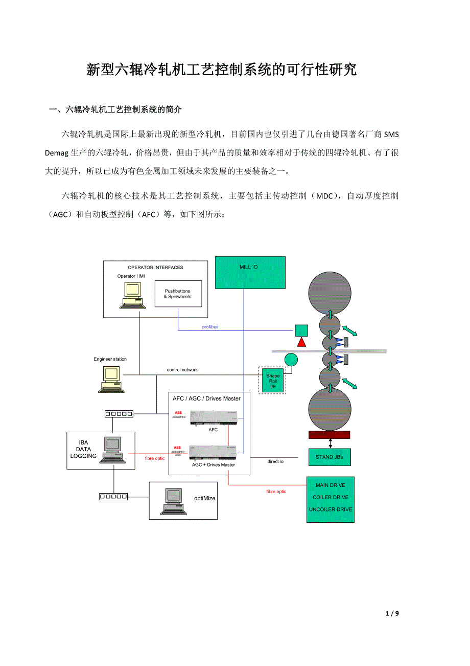 新型六辊冷轧机工艺控制系统的可行性研究_第1页