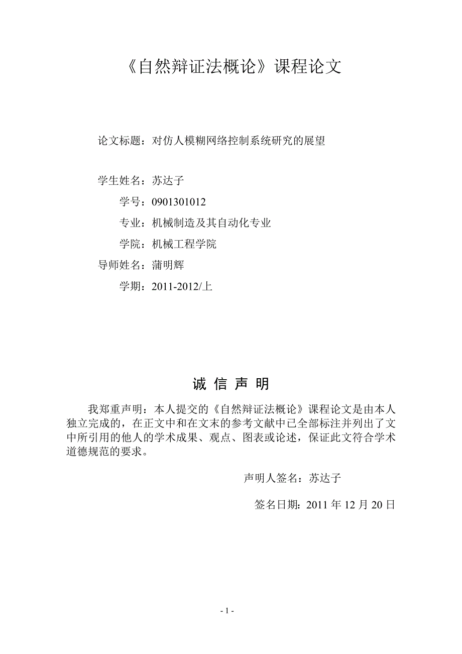 对仿人模糊网络控制系统研究的展望_第1页