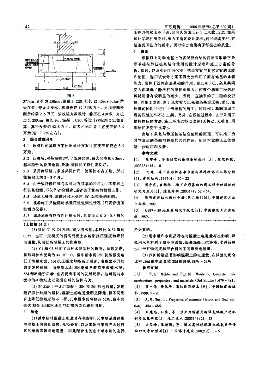 墙下条基与静压桩基的结合使用(摘录自江苏建筑增刊06年12月第40-42页)_第3页