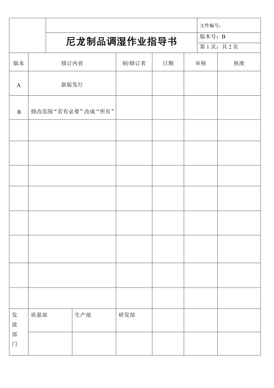 尼龙制品调湿作业指导书_第1页