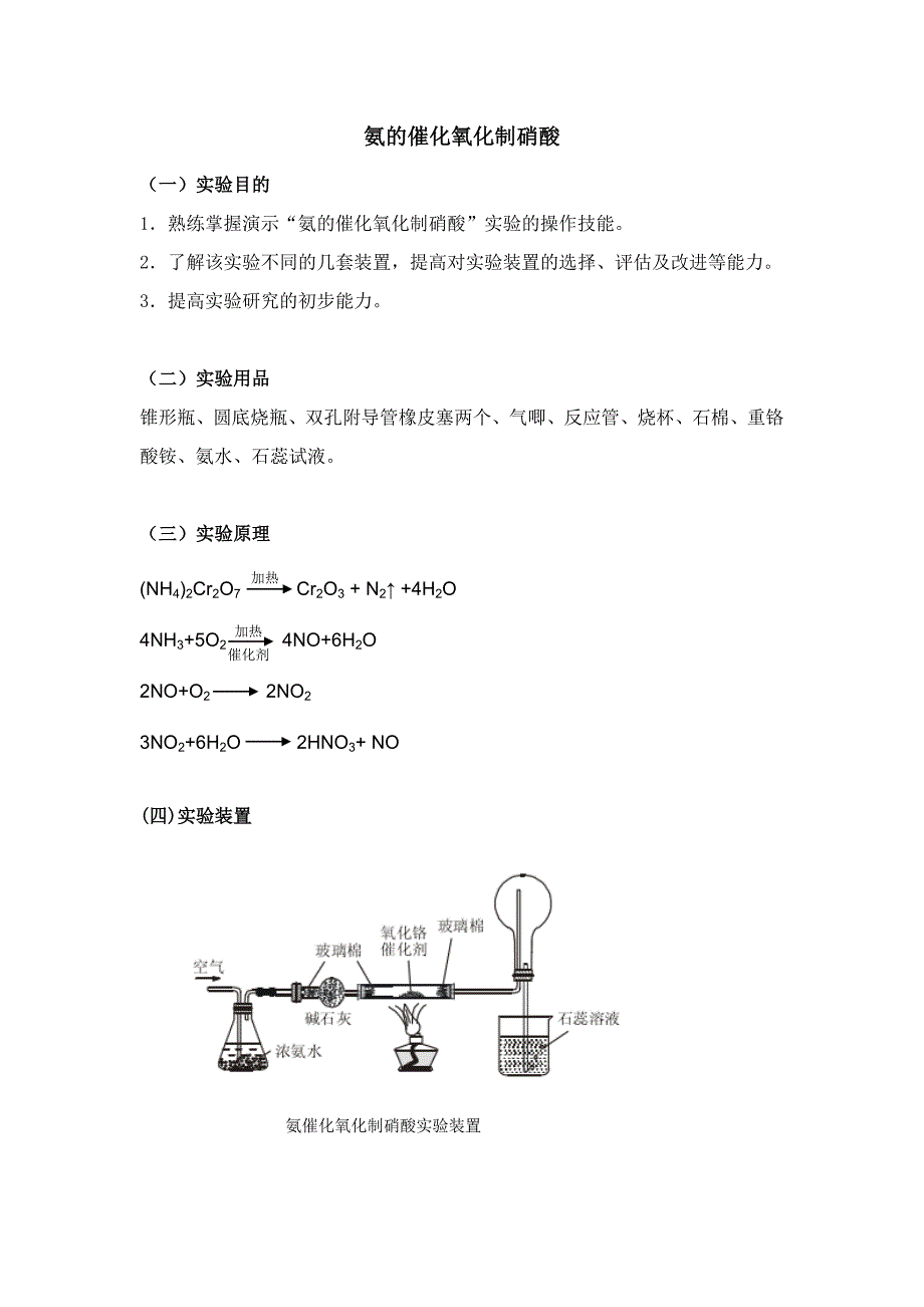氨的催化氧化制硝酸_第1页