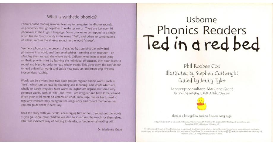 斯伯恩自然拼音usborne phonics readers全套12本--06 ted in a red bed_第2页