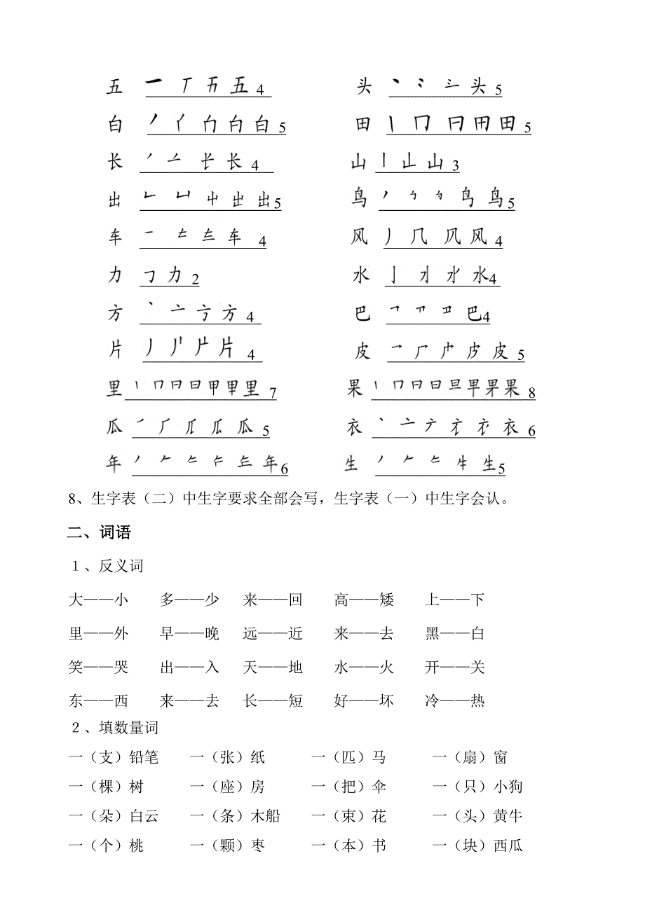 人教版一年级上册语文期末复习提纲_第4页