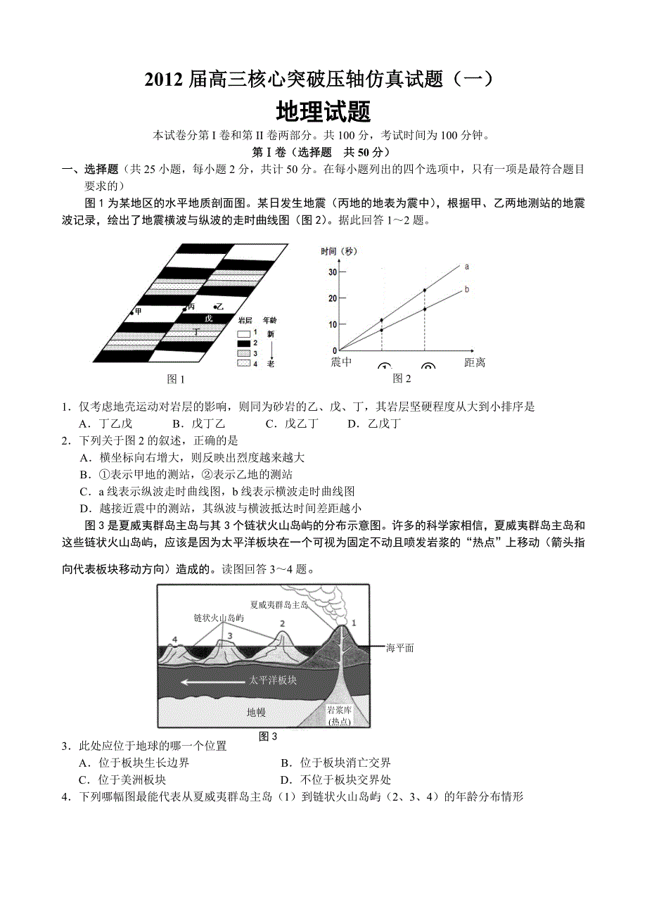 2012届高三核心突破压轴仿真试题_第1页