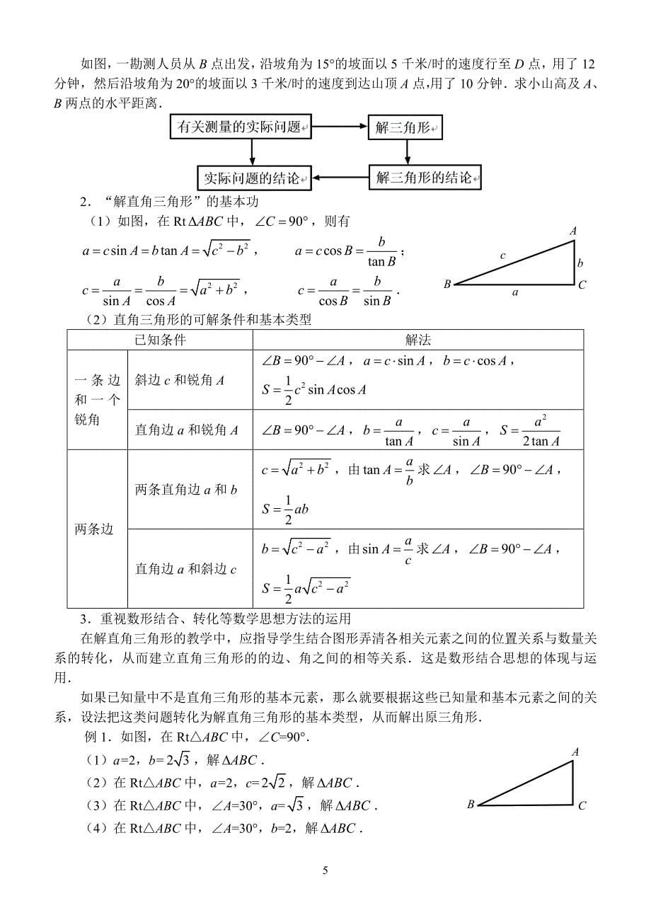 四中董嵩-锐角三角函数教材分析(印刷版)_第5页