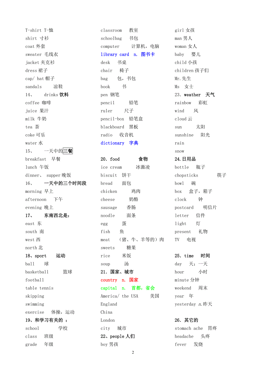 2014年海口市小学英语毕业考词汇总复习表_第2页