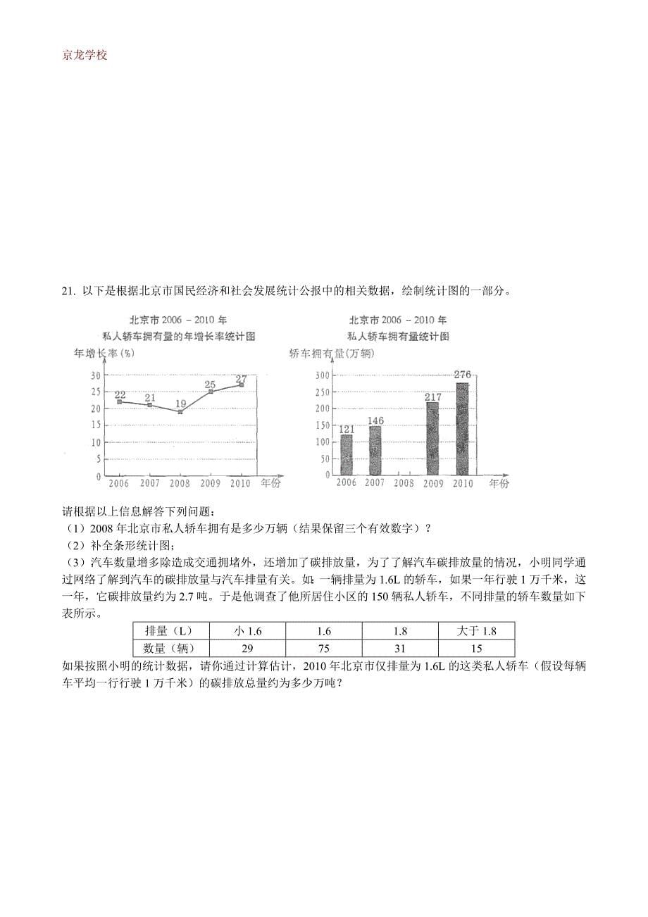 2011年北京市中考数学试卷与答案（WORD版）_第5页