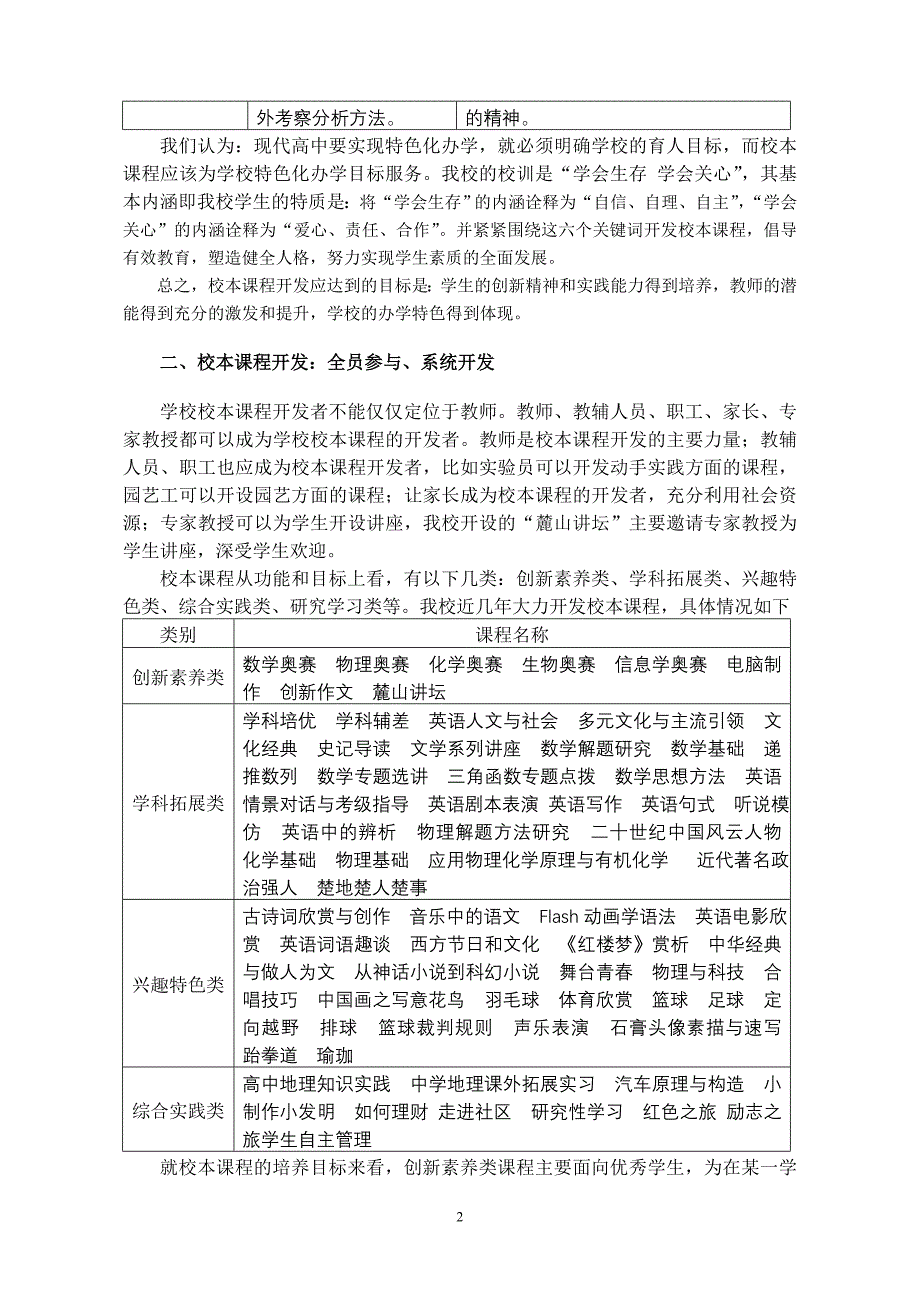 高中校本课程建设的认识,行动和思考_第2页