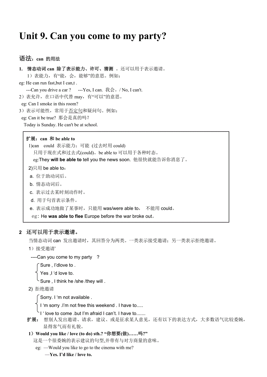 2013版八年级上册unit9语法_第1页