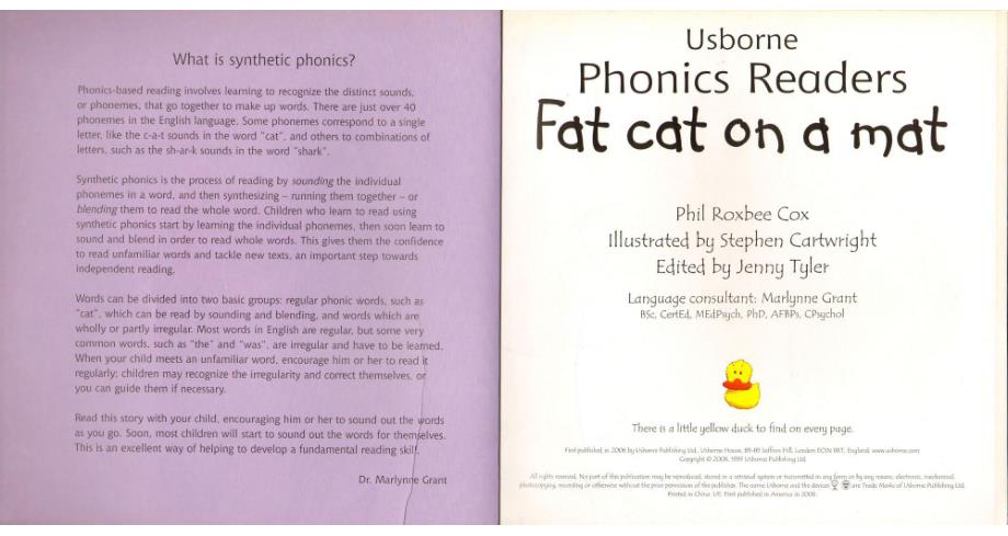 斯伯恩自然拼音usborne phonics readers全套12本--fat cat on a mat 睡垫上的肥猫_第2页