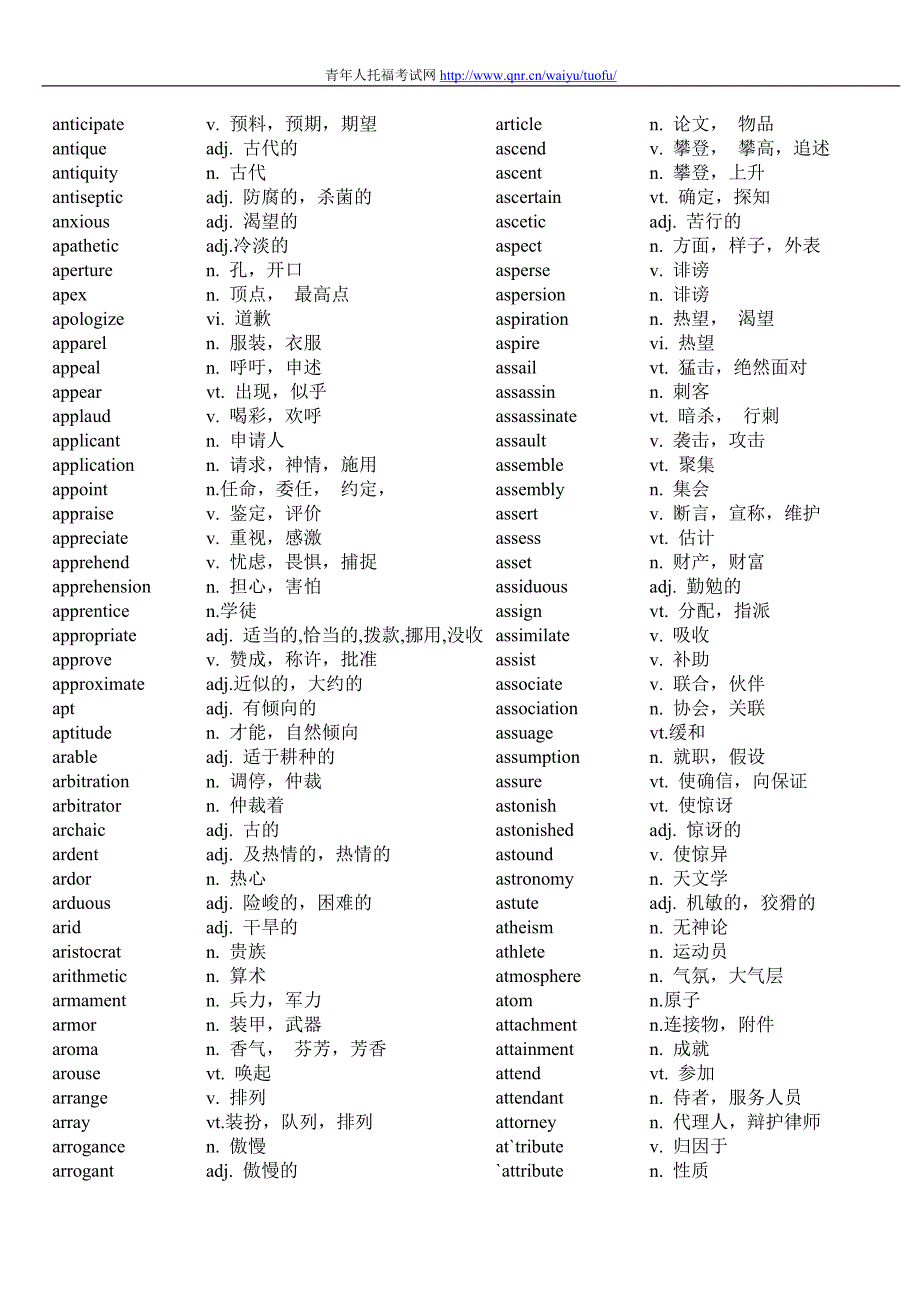 TOEFL考试必备单词及汉语翻译_第3页