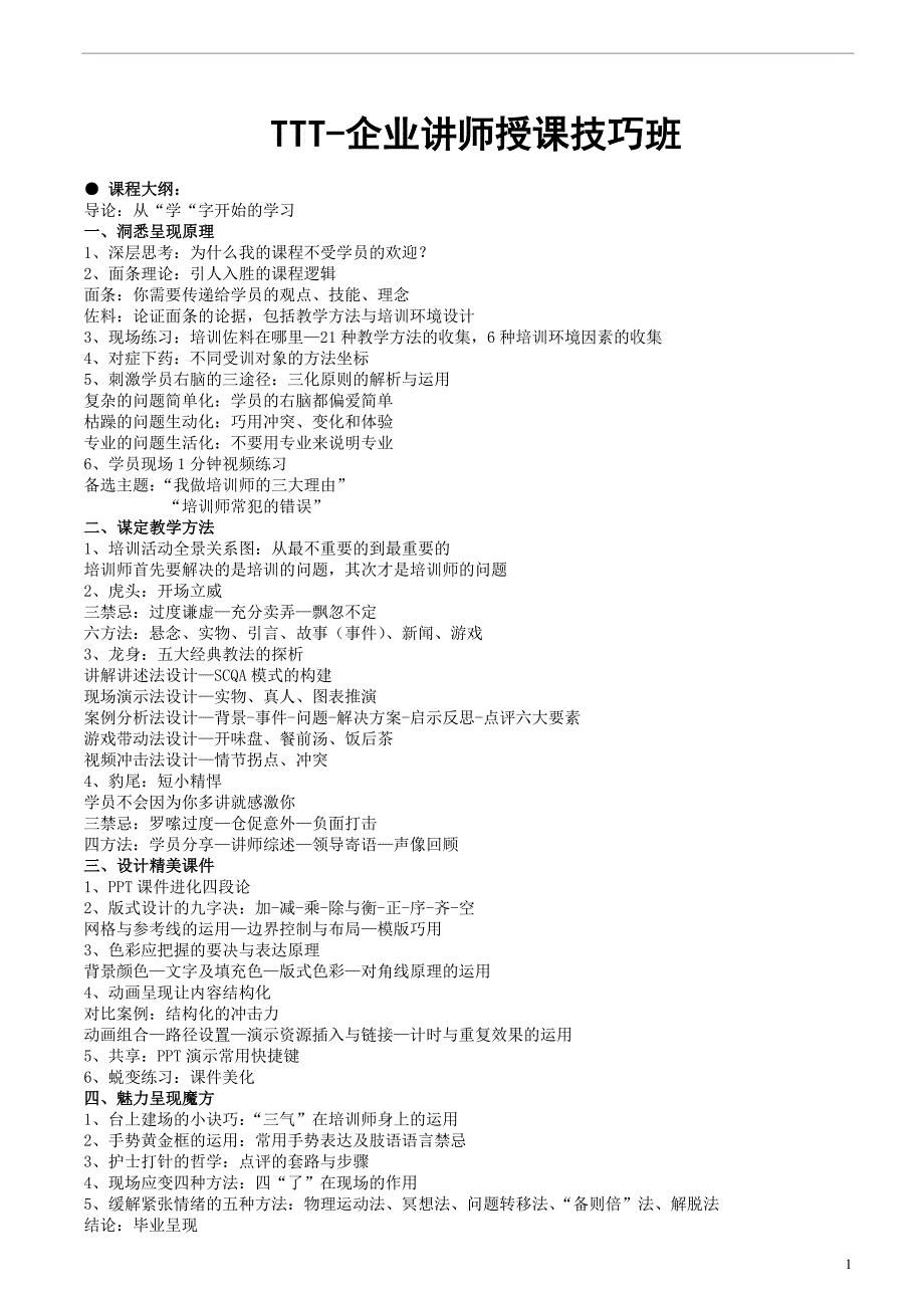 TTT-企业讲师授课技巧班(唐平)_第1页