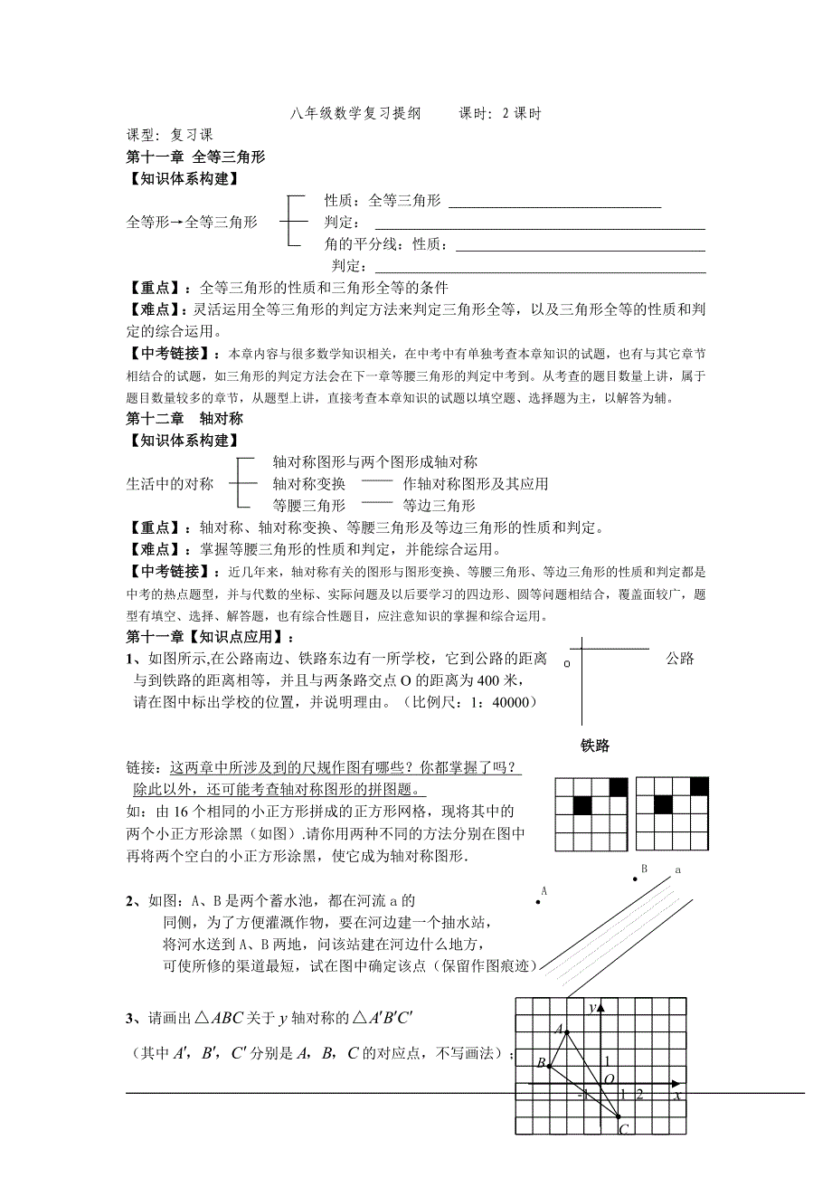 八年级数学复习提纲     课时：2课时_第1页