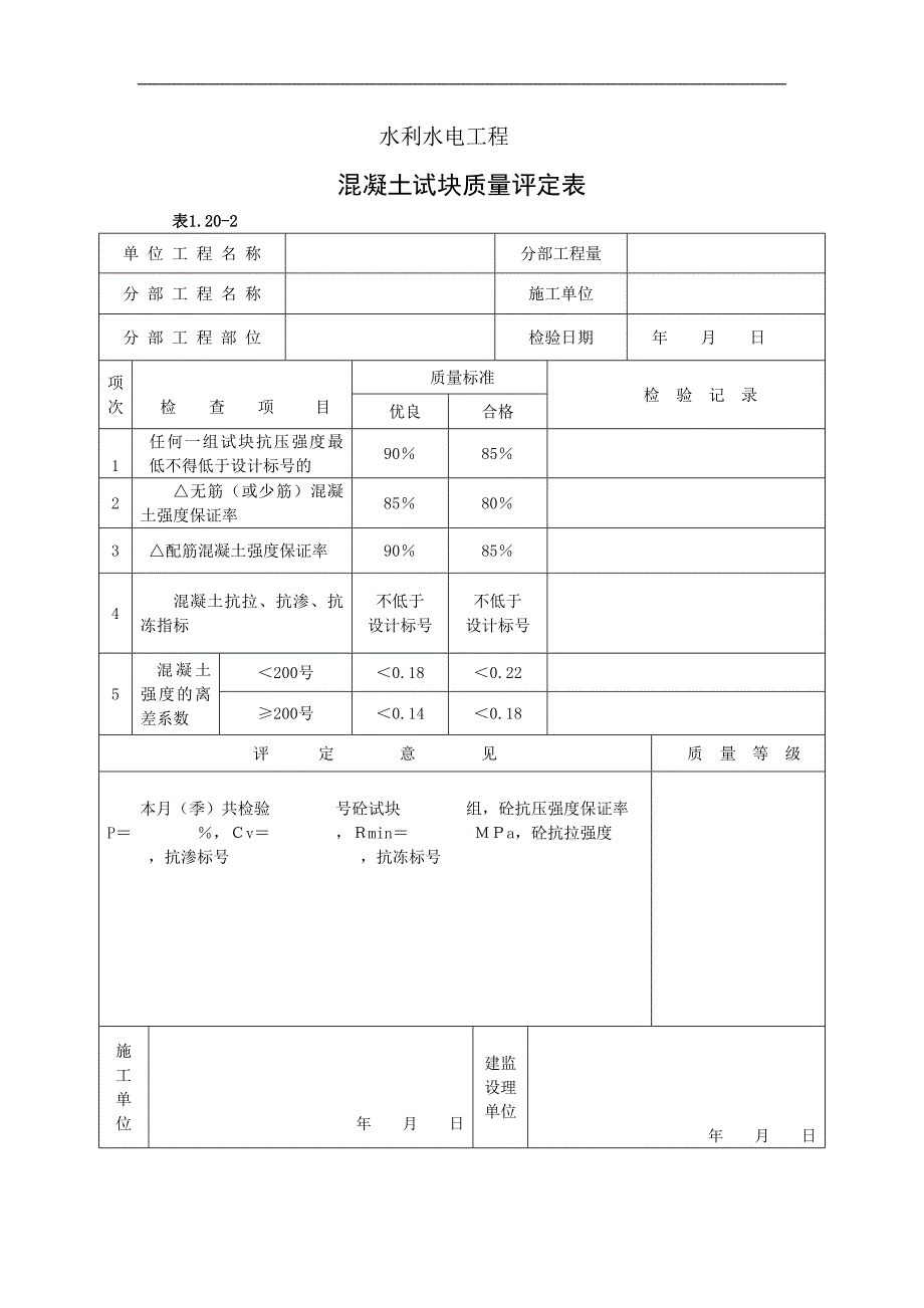 水工建筑工程单元工程质量评定表6_第4页