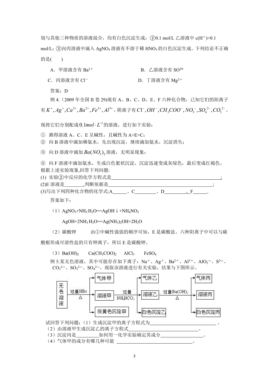 新课程下高考离子推断题的类型考查方式_第2页