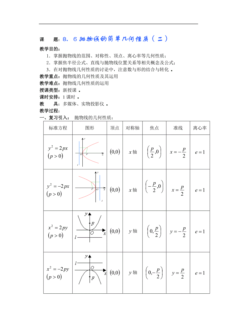 高中数学新课  圆锥曲线方程  教案 (17)_第1页