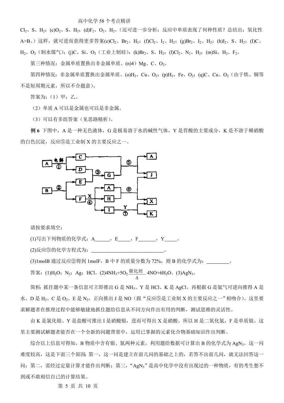 高考考点完全解读+练习+答案 26 、(习题课) 无机物的推断_第5页