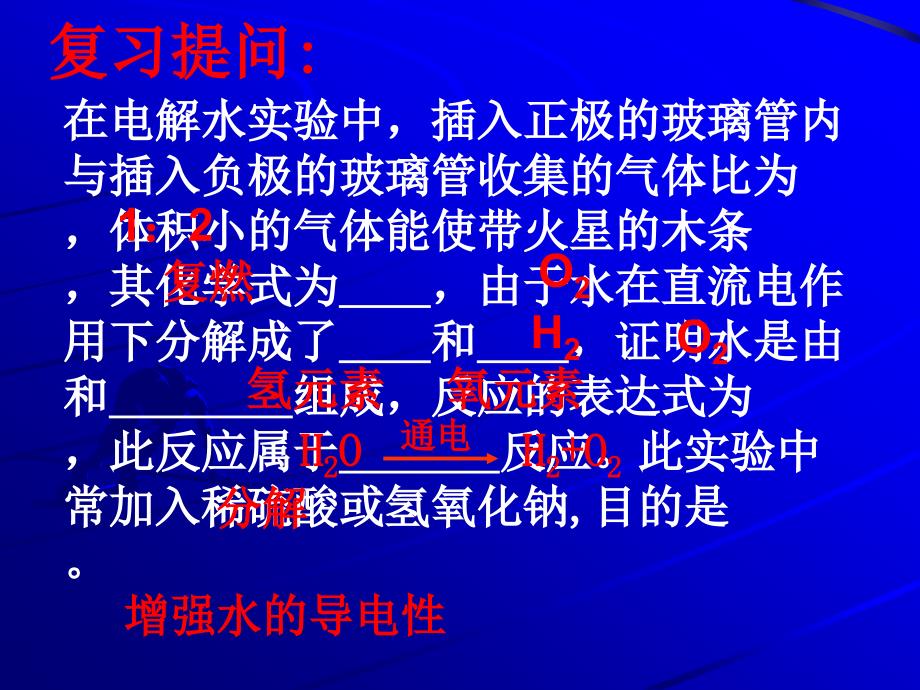 在电解水实验中,插入正极的玻璃管内与插入负极的玻璃管_第1页