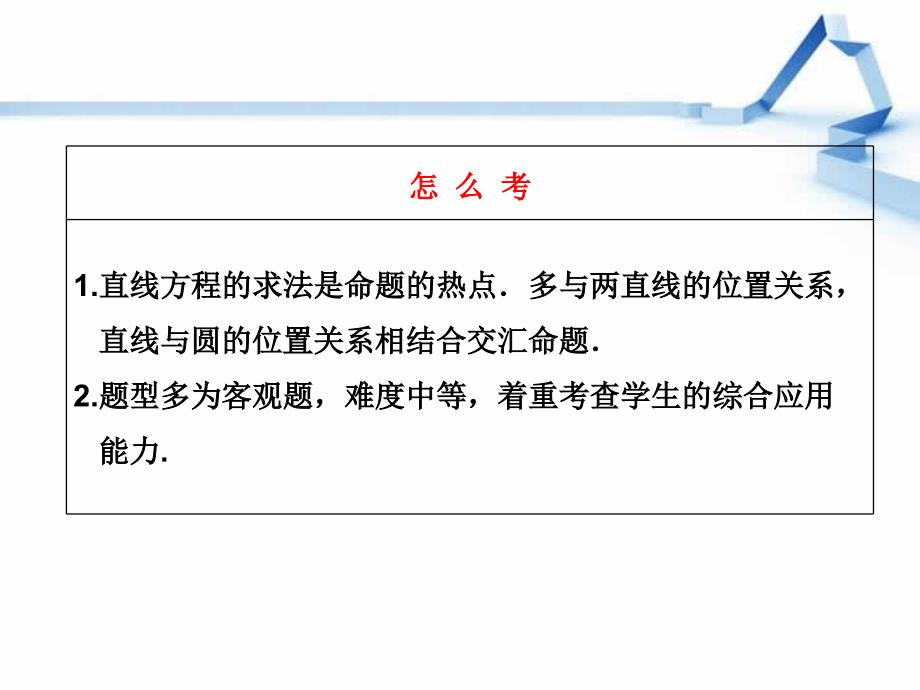 高中数学 第八章__第一节__直线的倾斜角与斜率、直线方程【新】_第2页