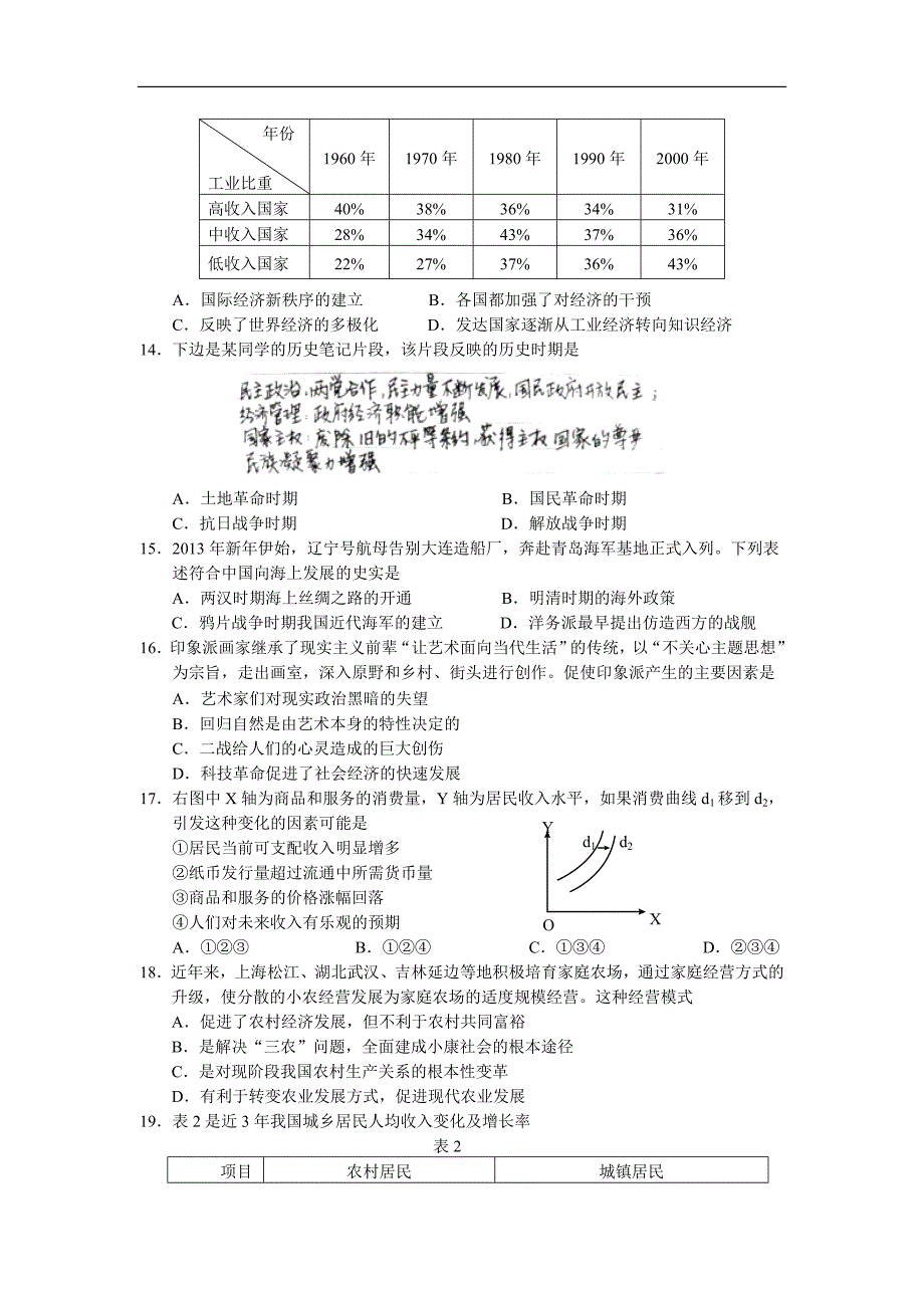 山东省威海市2013届高三5月模拟考试文综试题含答案_第4页