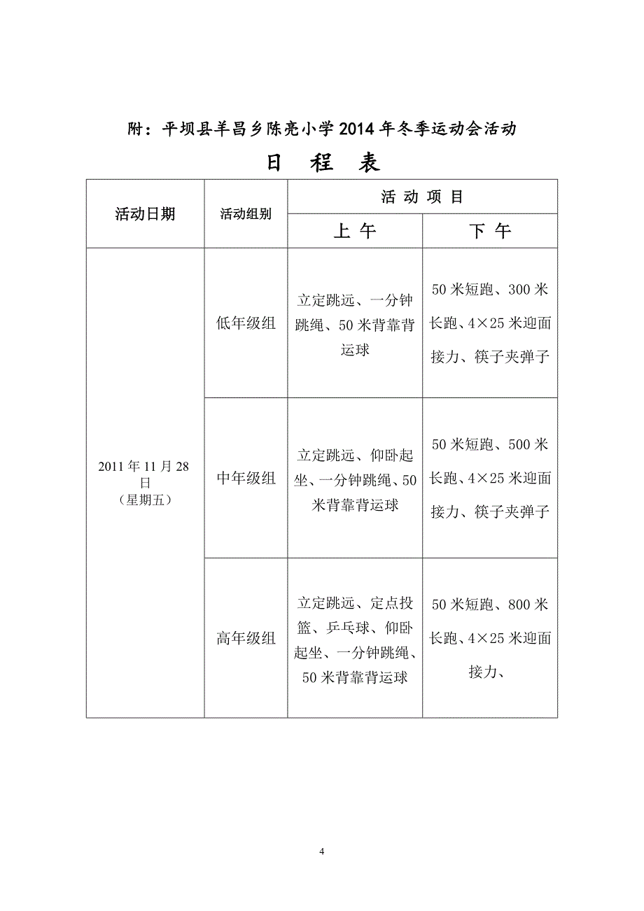 平坝县羊昌乡陈亮小学2014年冬季运动会活动_第4页