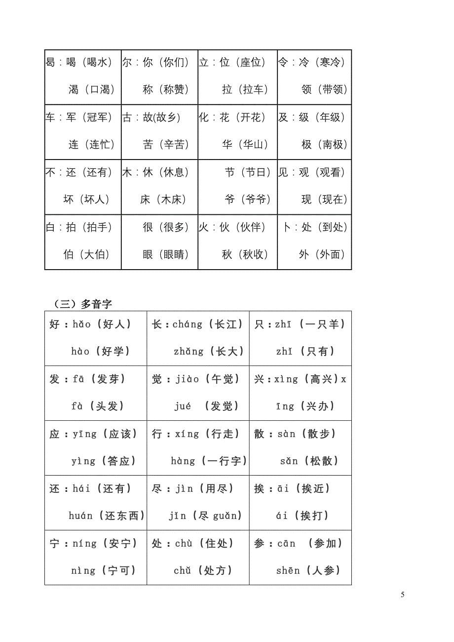 国标版语文（第二册）复习资料_第5页