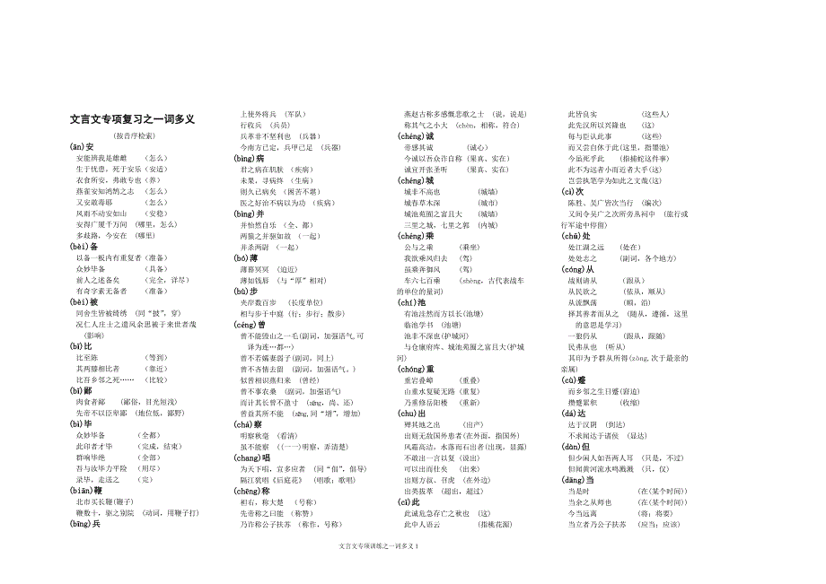 初中文言文专项复习之一词多义_第1页