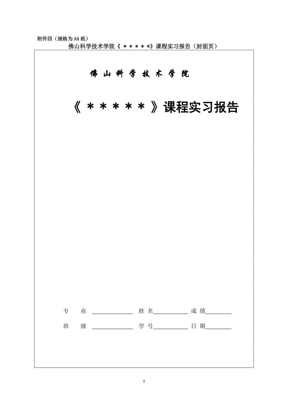 佛山科学技术学院实践教学大纲格式_第5页