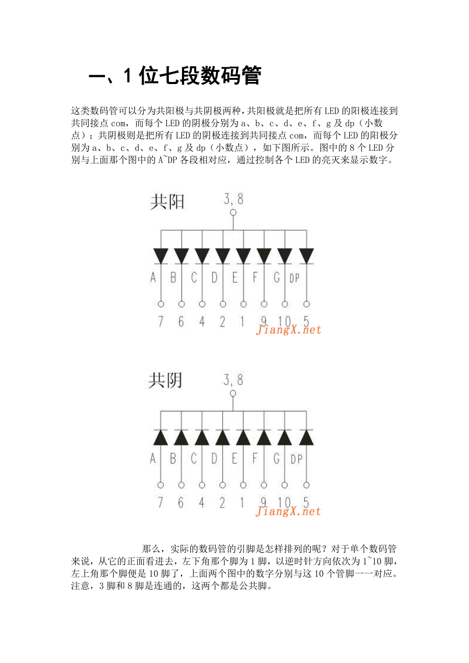 最全的led引脚《七段共阳+共阴数码管引脚图》四位数码管引脚图_第3页