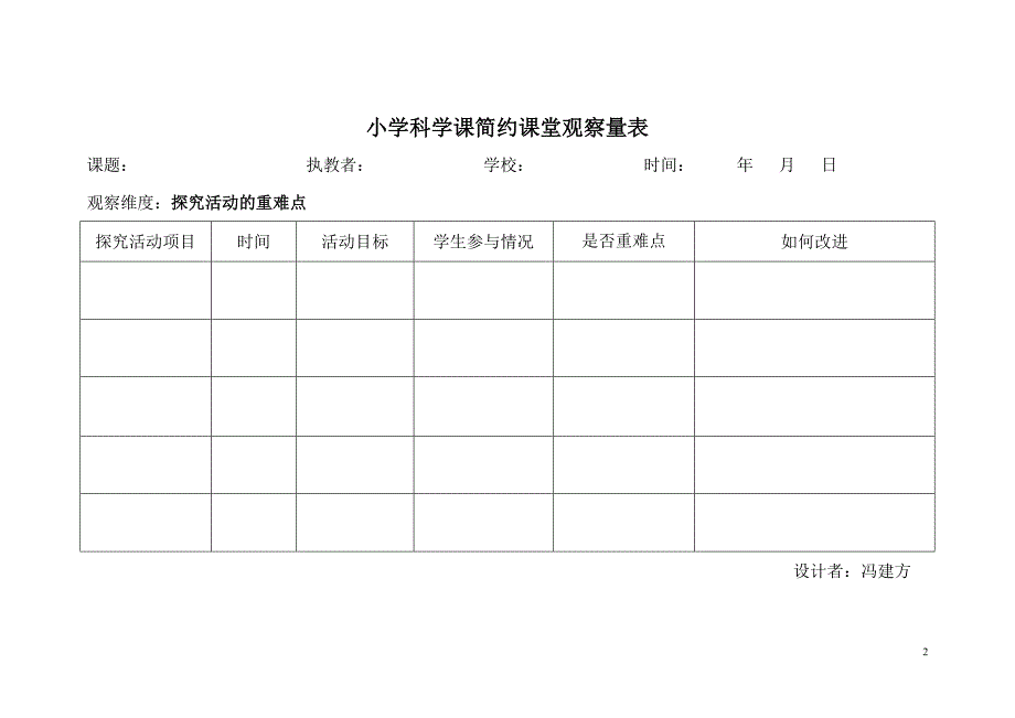 小学科学课简约课堂观察量表_第2页