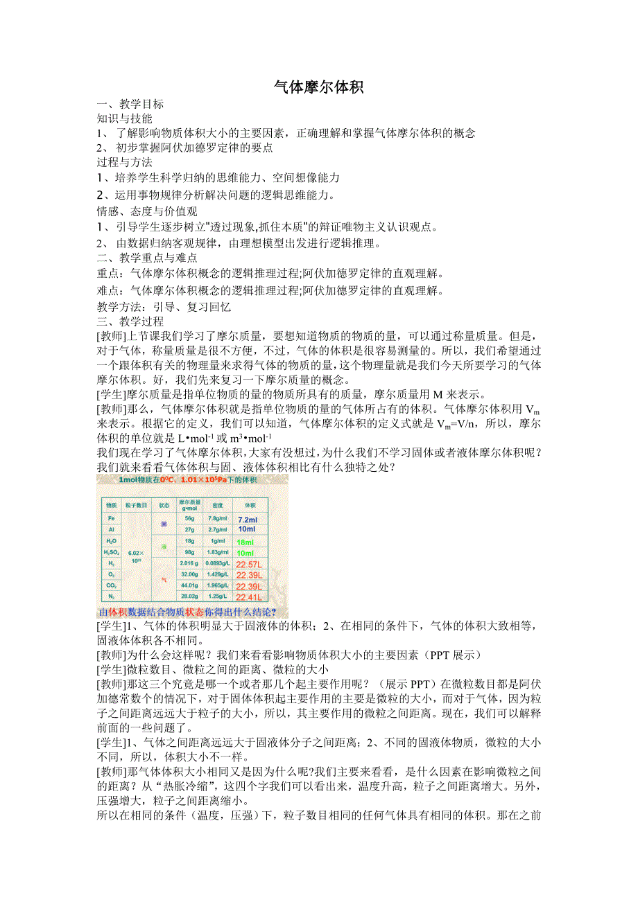 教案 气体摩尔体积_第1页