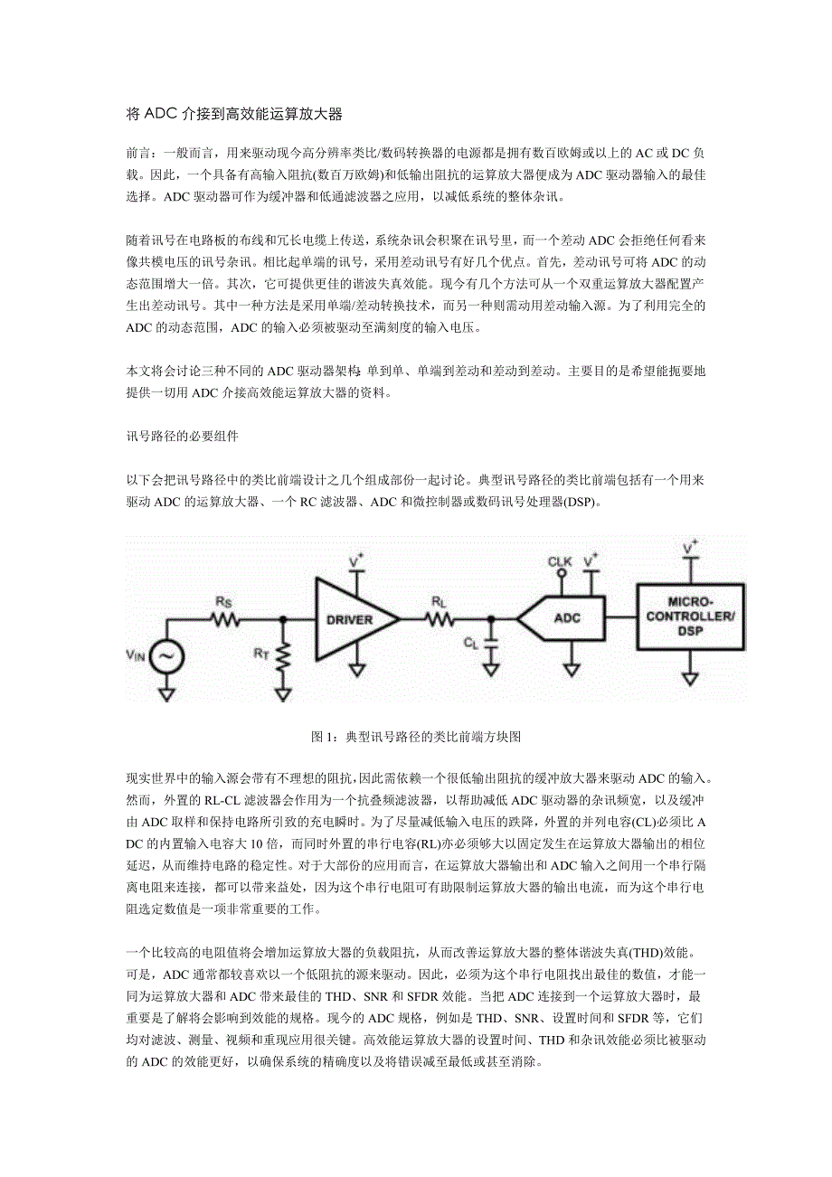 将adc介接到高效能运算放大器_第1页